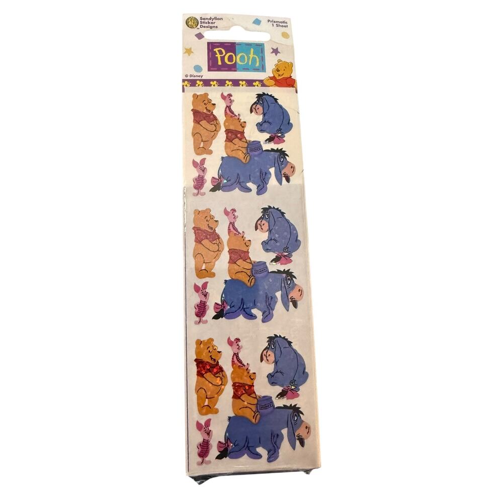 Hallmark Vintage Disney Winnie The Pooh & Friends Prismatic 1 Sticker Sheet NEW